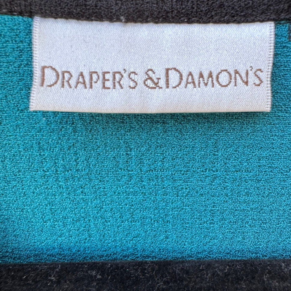 Drapers & Damons Womens Teal Blue 2 Piece Pant Set Medium Button Front Shirt