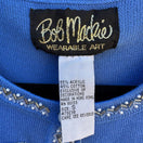 Switch Bob Mackie Wearable Art Blue Beaded Dragonfly Design Knit Cardigan Sweater New S 2 image