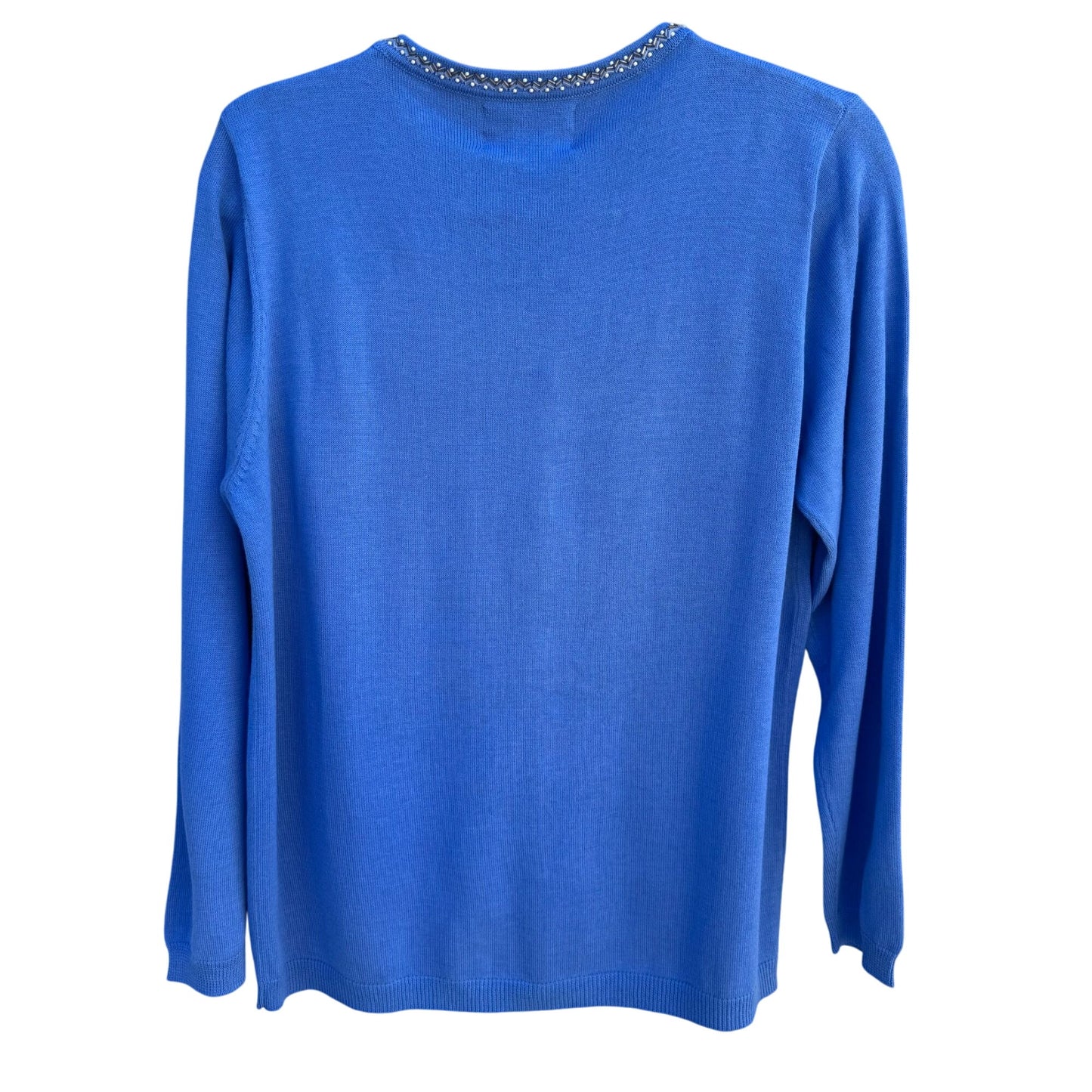 Bob Mackie Wearable Art Blue Beaded Dragonfly Design Knit Cardigan Sweater New S