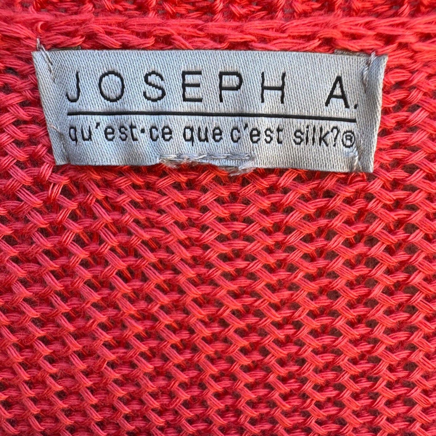 Joseph A Boho Coral Airy Crochet Chevron Open Knit Pointelle Cardigan Sweater L