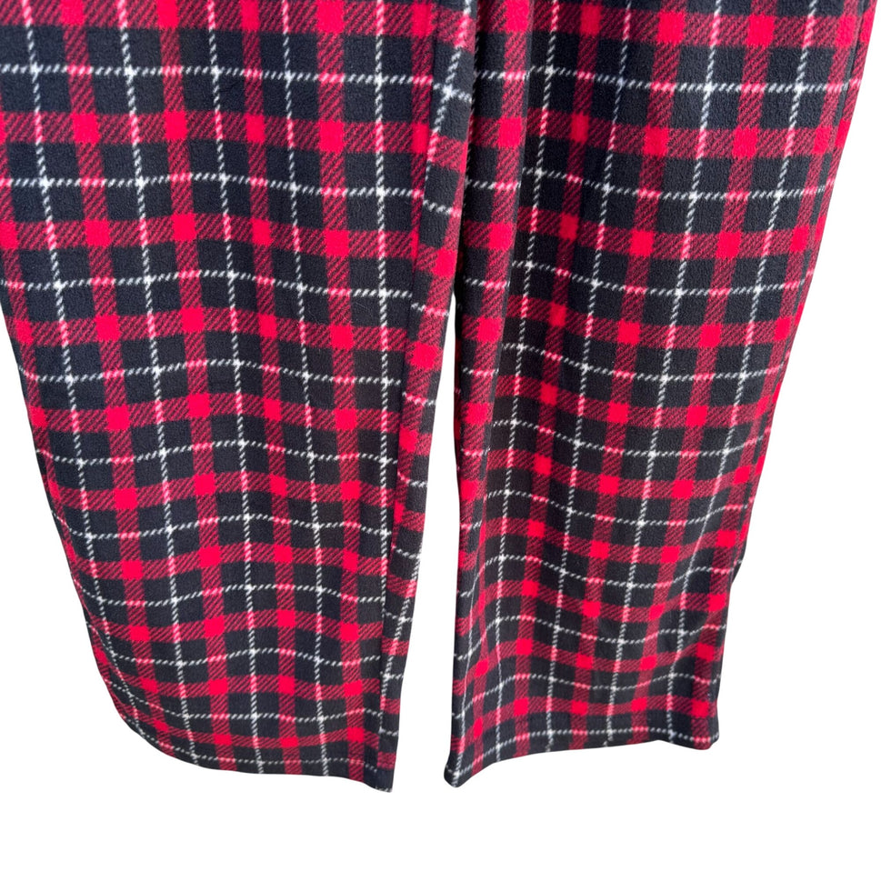 Fruit Of The Loom Mens Red Black Plaid Comfy Sleepwear Loungewear Pants M 32-34