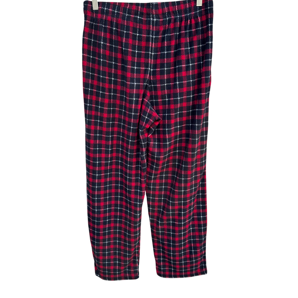 Fruit Of The Loom Mens Red Black Plaid Comfy Sleepwear Loungewear Pants M 32-34