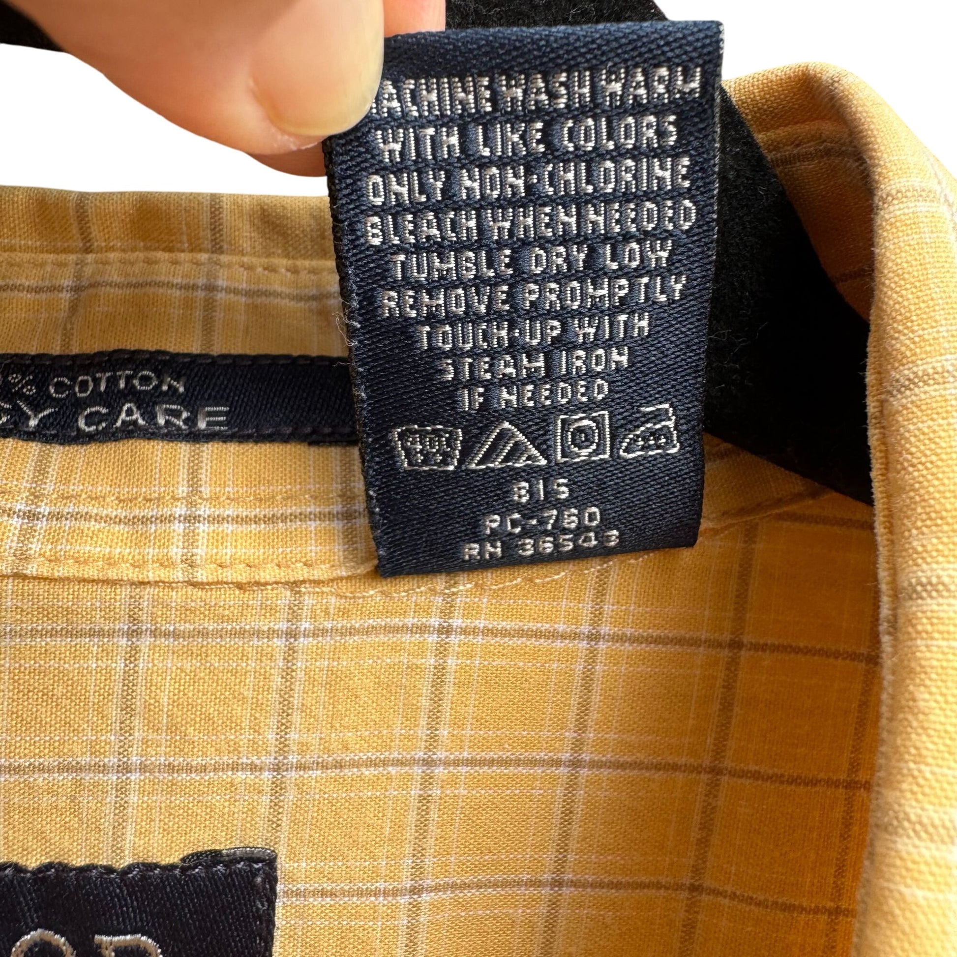 Izod Vintage Mens Short Sleeve Button-Down Preppy Yellow Plaid Cotton Shirt XL