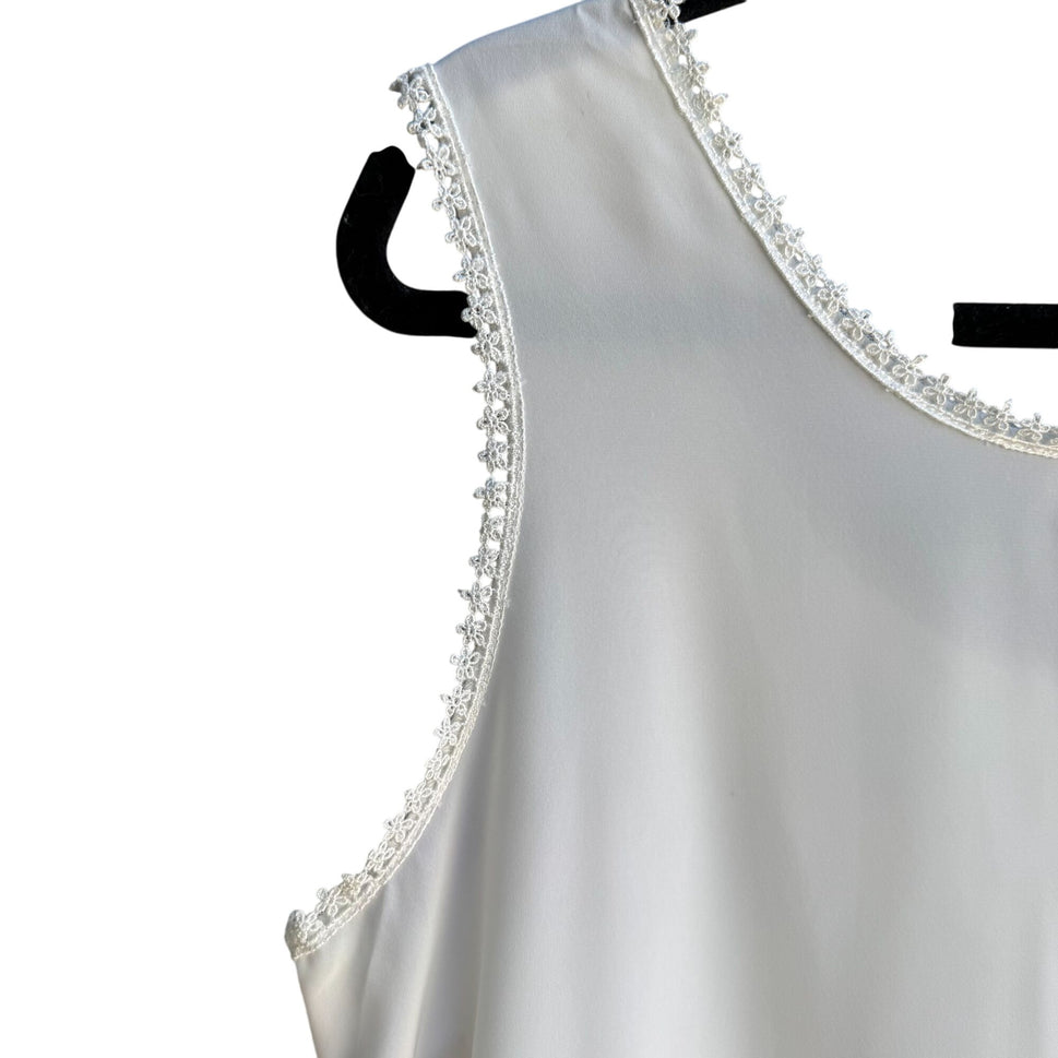 Impressions Of California Vintage Womens White Lace Sleeveless Scoop Neck Top