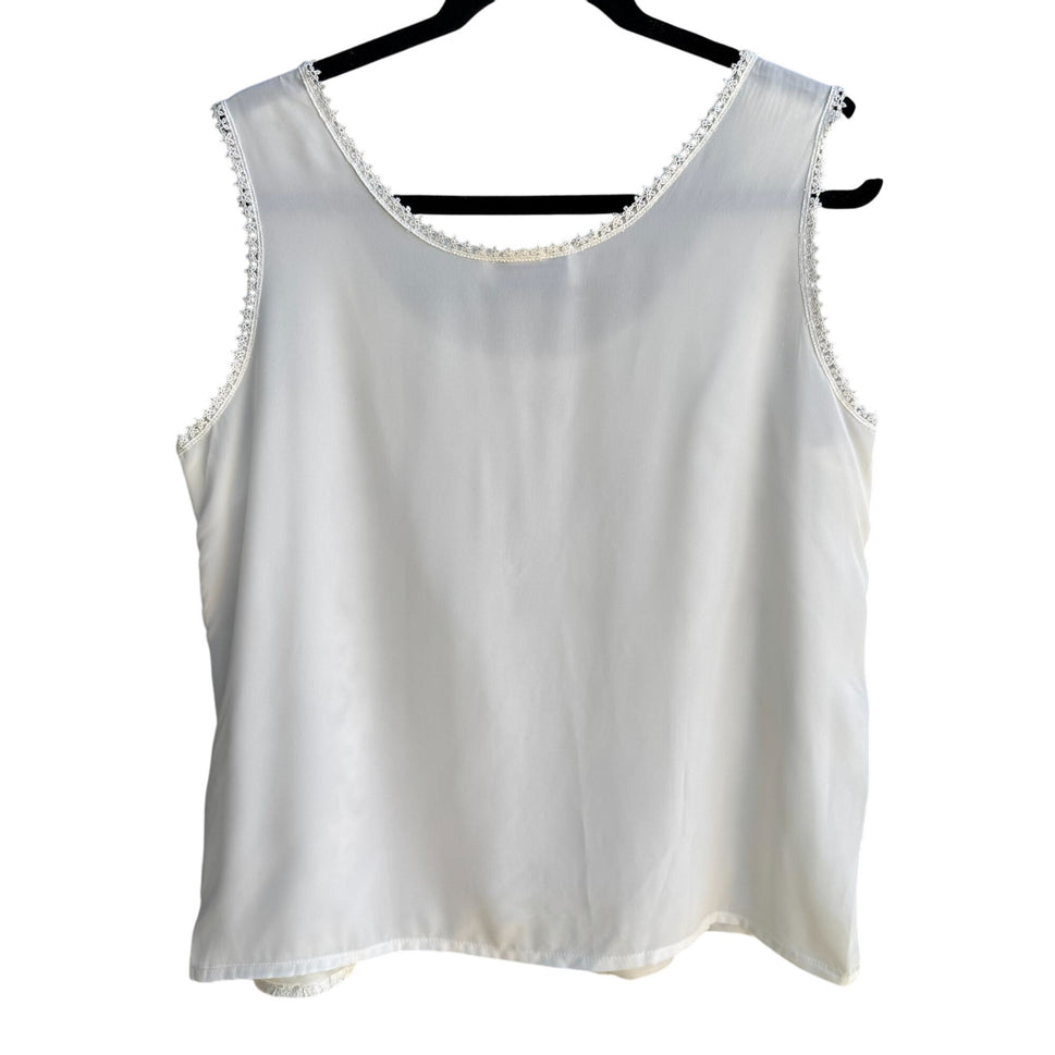 Impressions Of California Vintage Womens White Lace Sleeveless Scoop Neck Top