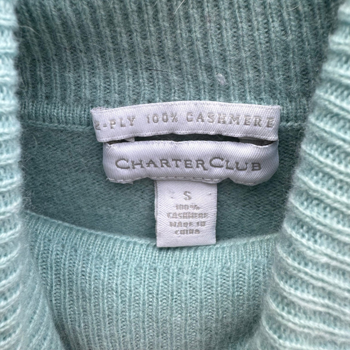 Charter Club 100% Cashmere Minimalist Preppy Turtleneck Sweater Pastel Blue S