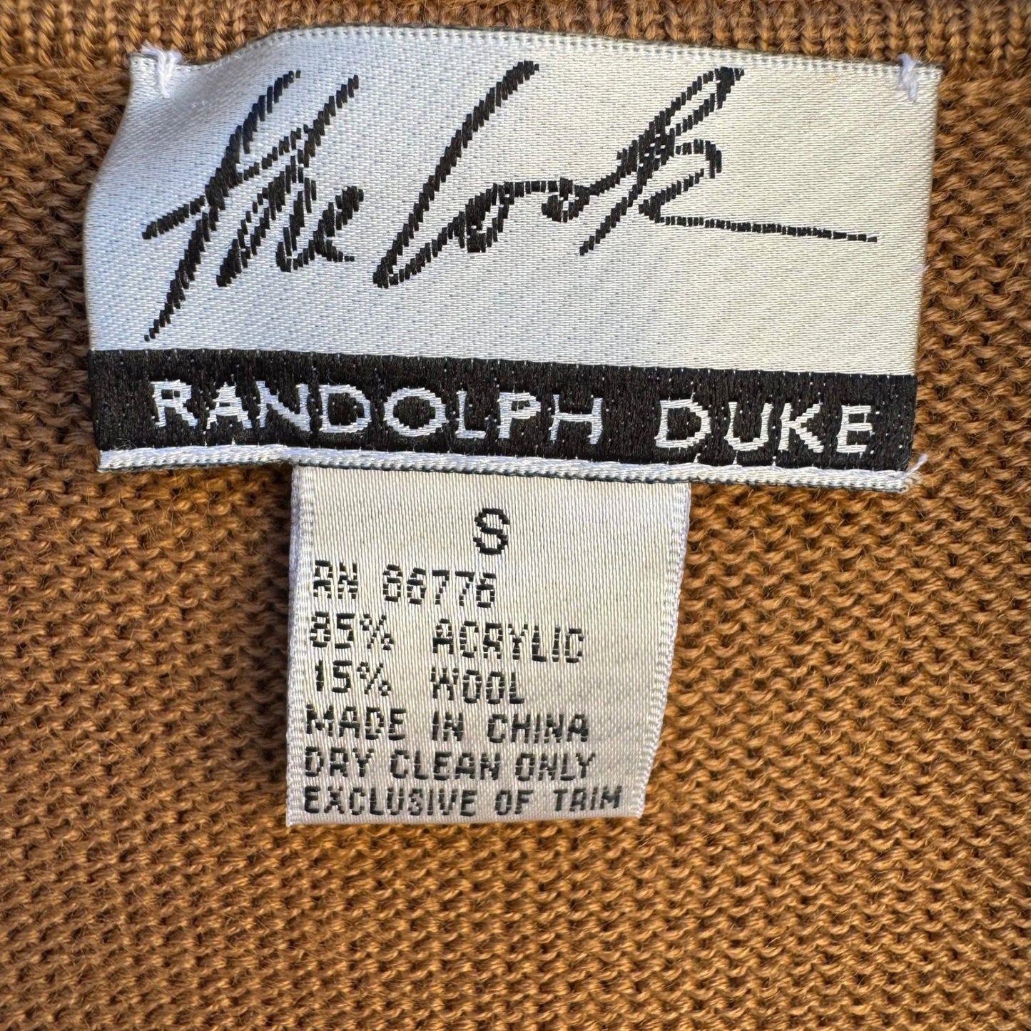 Randolph Duke Womens Camel Brown Fringe Whipstitch Open Front Cardigan Sweater S