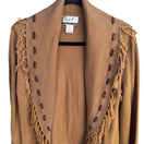 Switch Randolph Duke Womens Camel Brown Fringe Whipstitch Open Front Cardigan Sweater S 3 image