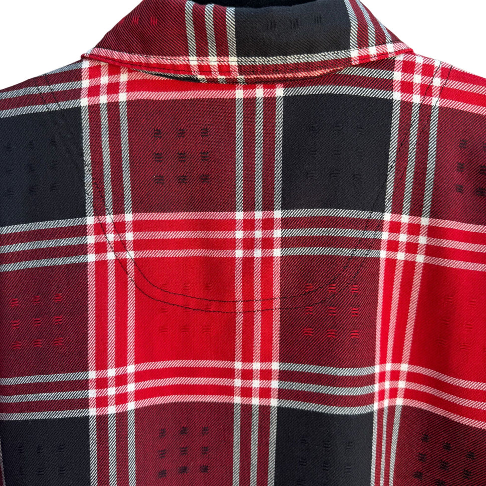 Monterey By Koret Vintage Red Black Plaid Button Down Textured Flannel Shirt XL