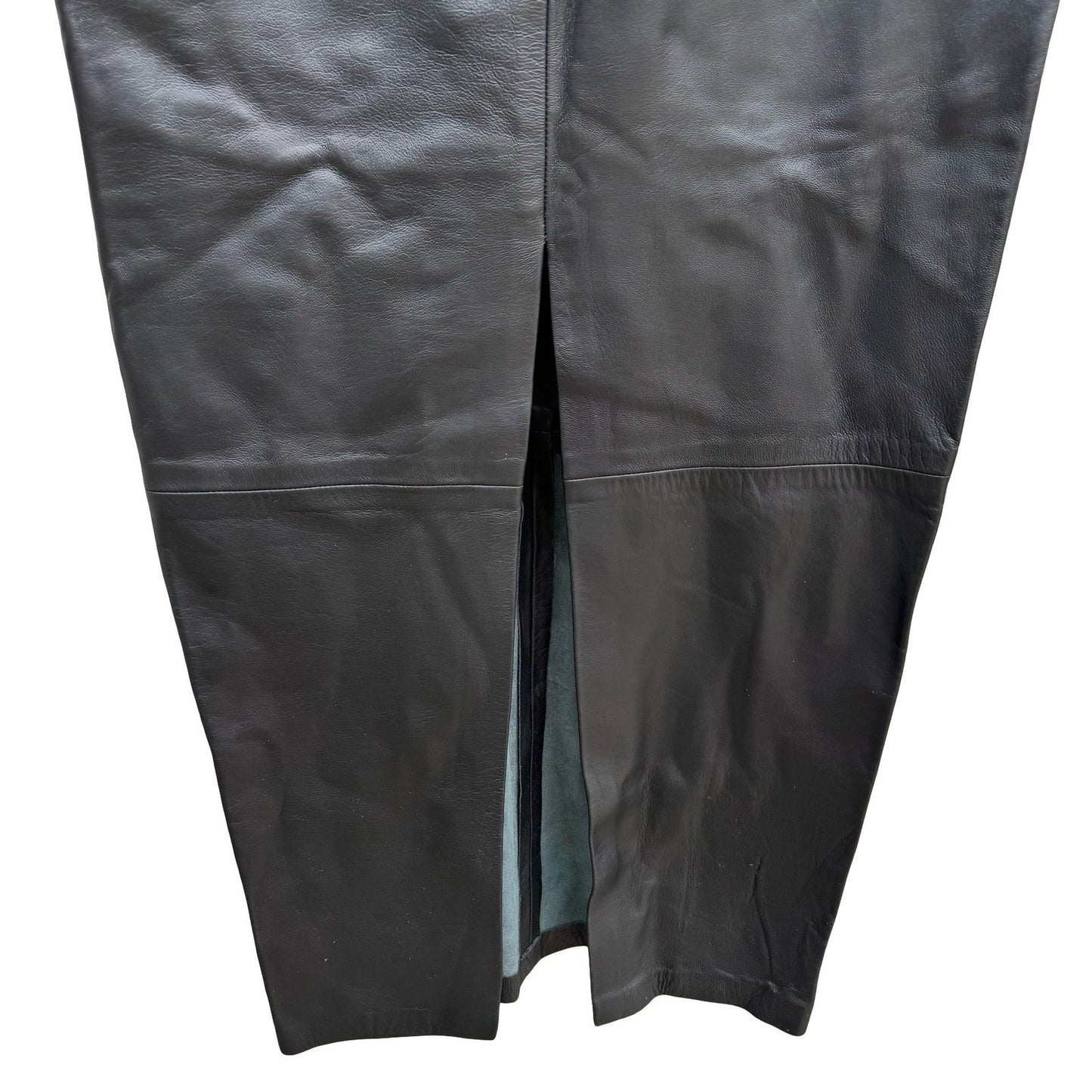 Poleci Vintage Y2K Edgy Leather Pencil Skirt Whipstitch Paneled Midi Skirt Brown