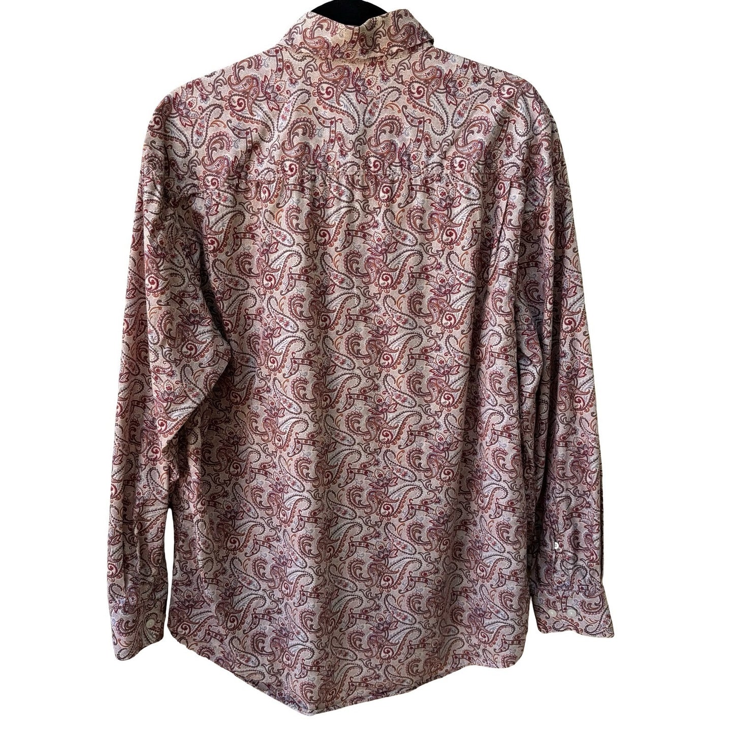 Alan Flusser 90s Style Boho Academic Paisley Earthy Preppy Cotton Shirt Mens L