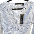 Switch Tomfoolery Crochet Boho Festival Open Knit Long Sleeve Sheer White Blouse L New 3 image