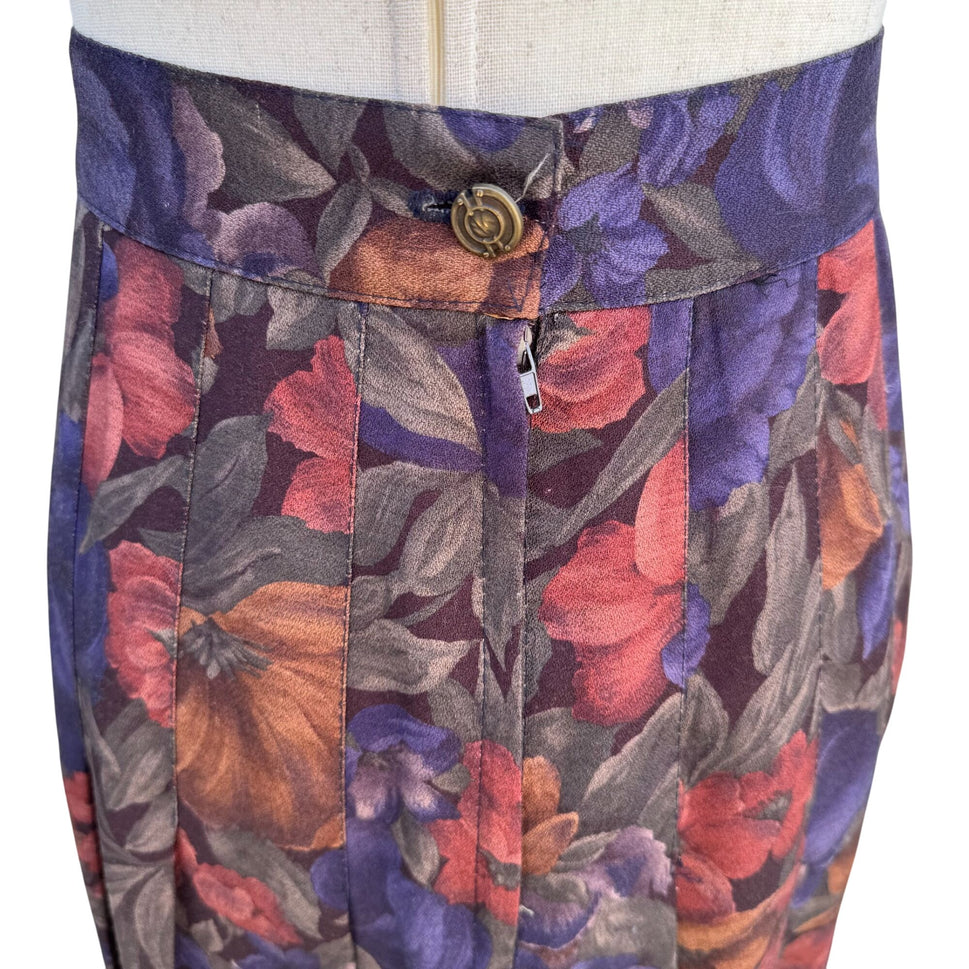 Toni Garment CC Magic Vintage Floral Button Up Pleated Jewel Tone Blazer Skirt S