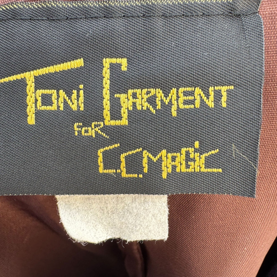 Toni Garment CC Magic Vintage Floral Button Up Pleated Jewel Tone Blazer Skirt S