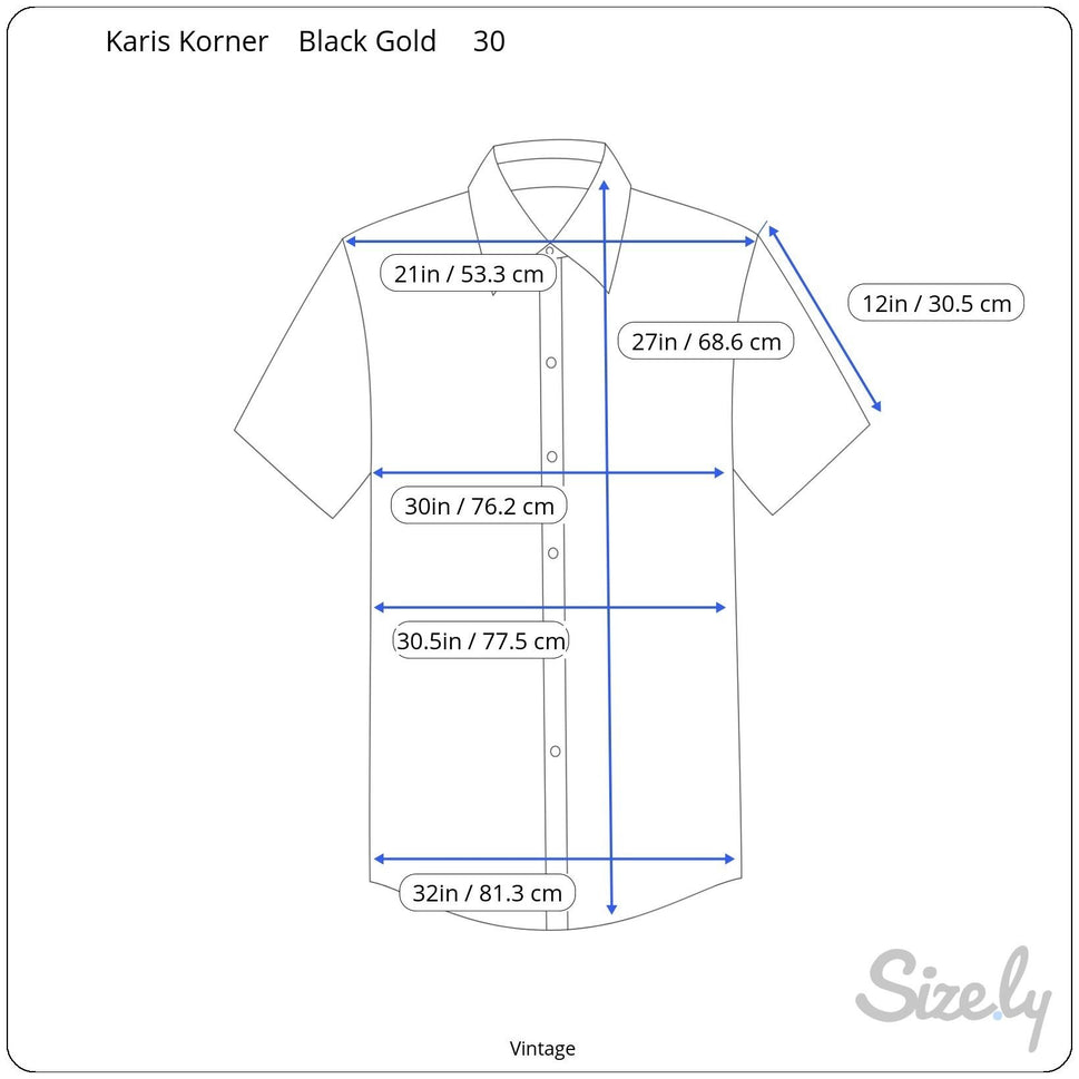 Karis Korner Vintage Womens Black Gold Collar Double Breasted Button Blouse 30