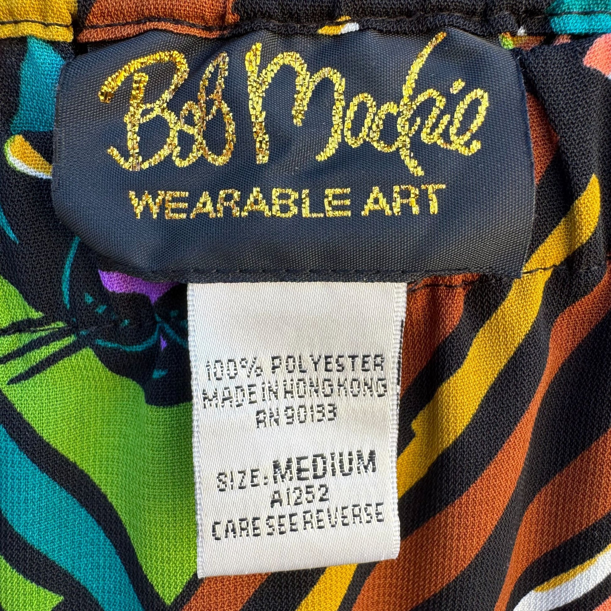 Bob Mackie Wearable Art Vintage Colorful Cat Face Printed Jersey Maxi Skirt M