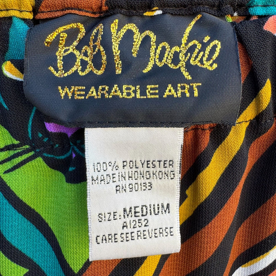 Bob Mackie Wearable Art Vintage Colorful Cat Face Printed Jersey Maxi Skirt M