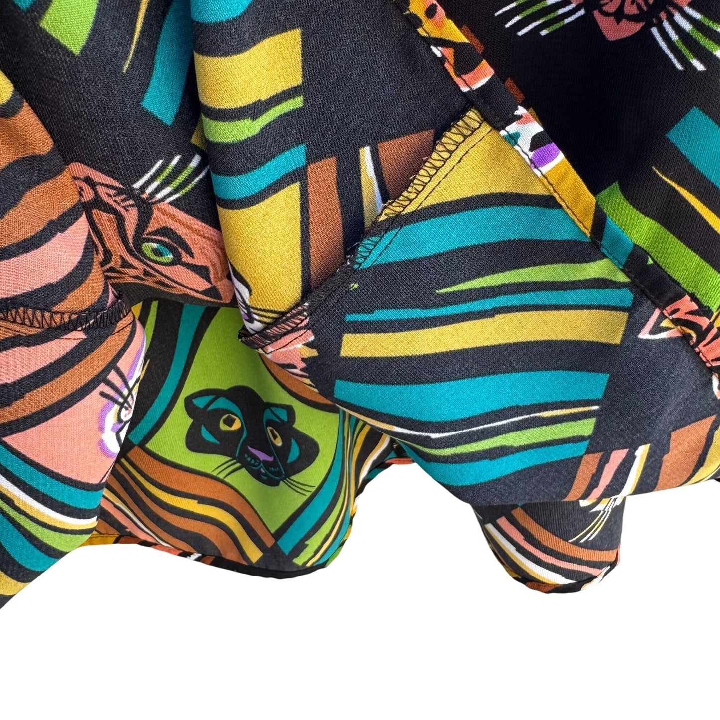 Bob Mackie Wearable Art Vintage Colorful Cat Face Printed Jersey Maxi Skirt M