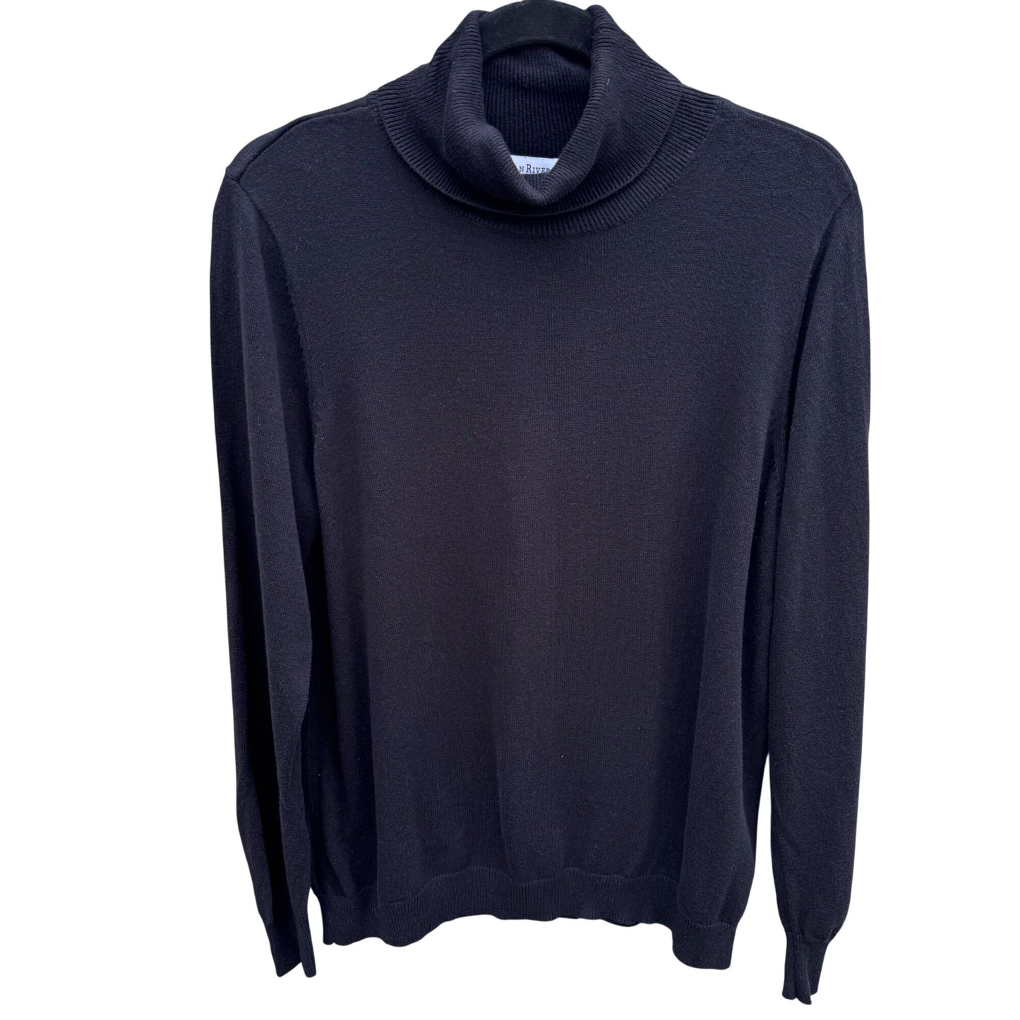 Joan Rivers Womens Black Turtleneck Sweater L Soft Knit Pullover Long Sleeve