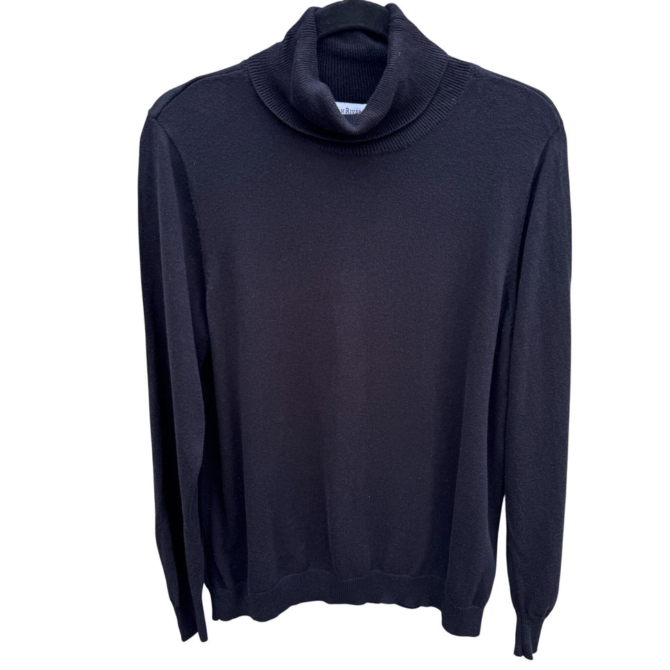 Joan Rivers Womens Black Turtleneck Sweater L Soft Knit Pullover Long Sleeve