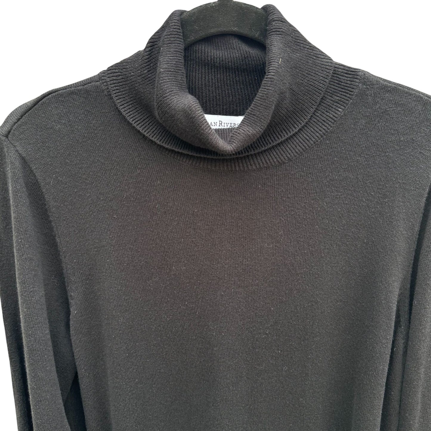 Joan Rivers Womens Black Turtleneck Sweater L Soft Knit Pullover Long Sleeve