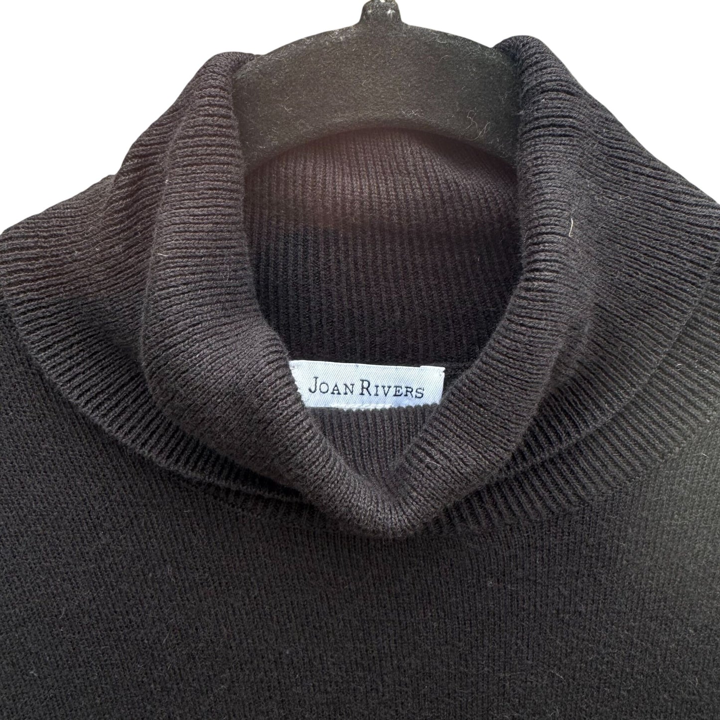 Joan Rivers Womens Black Turtleneck Sweater L Soft Knit Pullover Long Sleeve