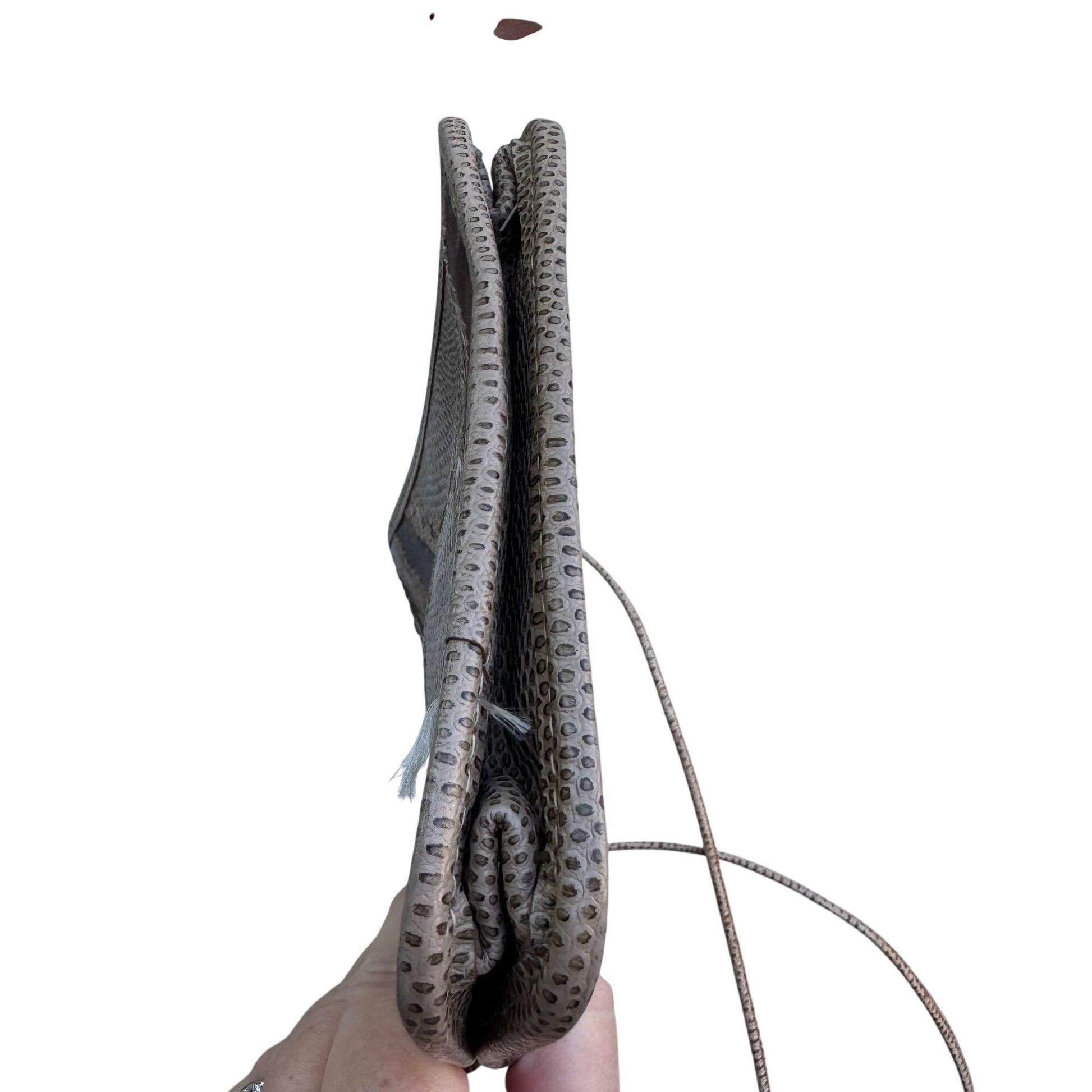 Carlos Falchi Tan Brown Snakeskin Leather Crossbody Bag Patchwork Snap Closure