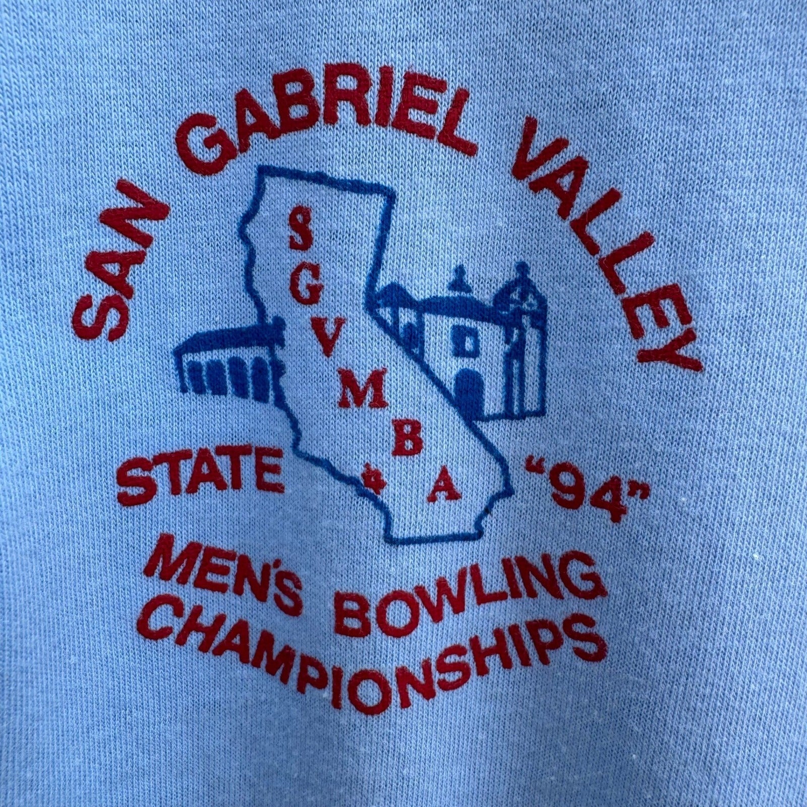 Vintage 90s Stedman San Gabriel Valley Bowling Championship Polo Shirt Americana