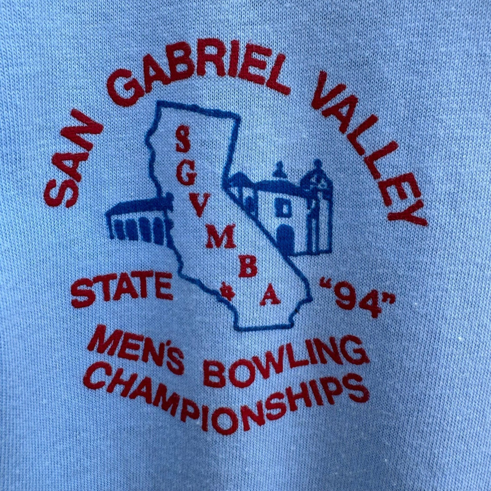 Vintage 90s Stedman San Gabriel Valley Bowling Championship Polo Shirt Americana