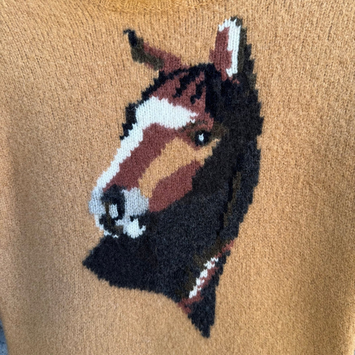 BCBG MAXAZRIA Lambswool Horse Equestrian Preppy Intarsia Turtleneck Sweater XS
