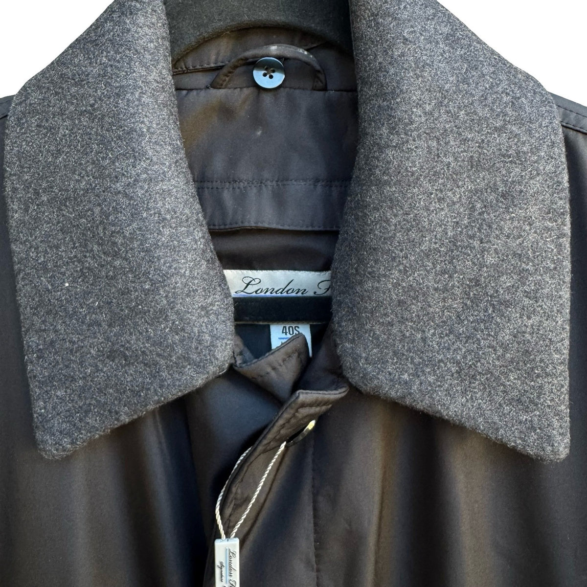 London Fog Signature Car Coat Detachable Liner Wool Collar Black Mens 40S NEW