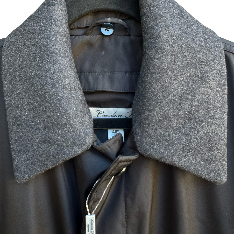 London Fog Signature Car Coat Detachable Liner Wool Collar Black Mens 40S NEW