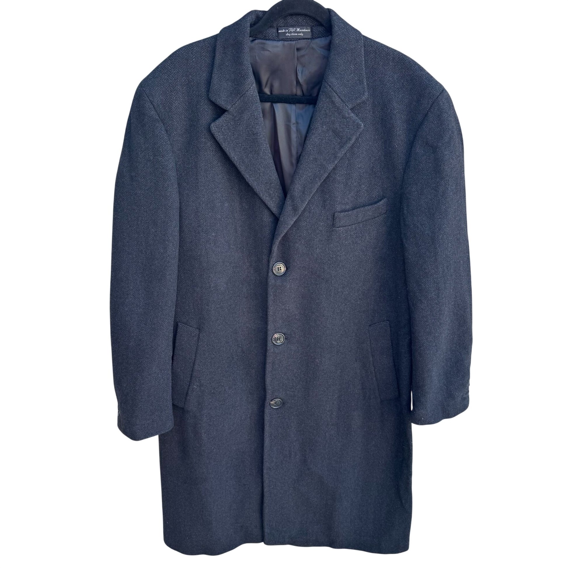 Lauren Ralph Lauren Mens Charcoal Overcoat Wool Cashmere Blend Woven In Italy XL