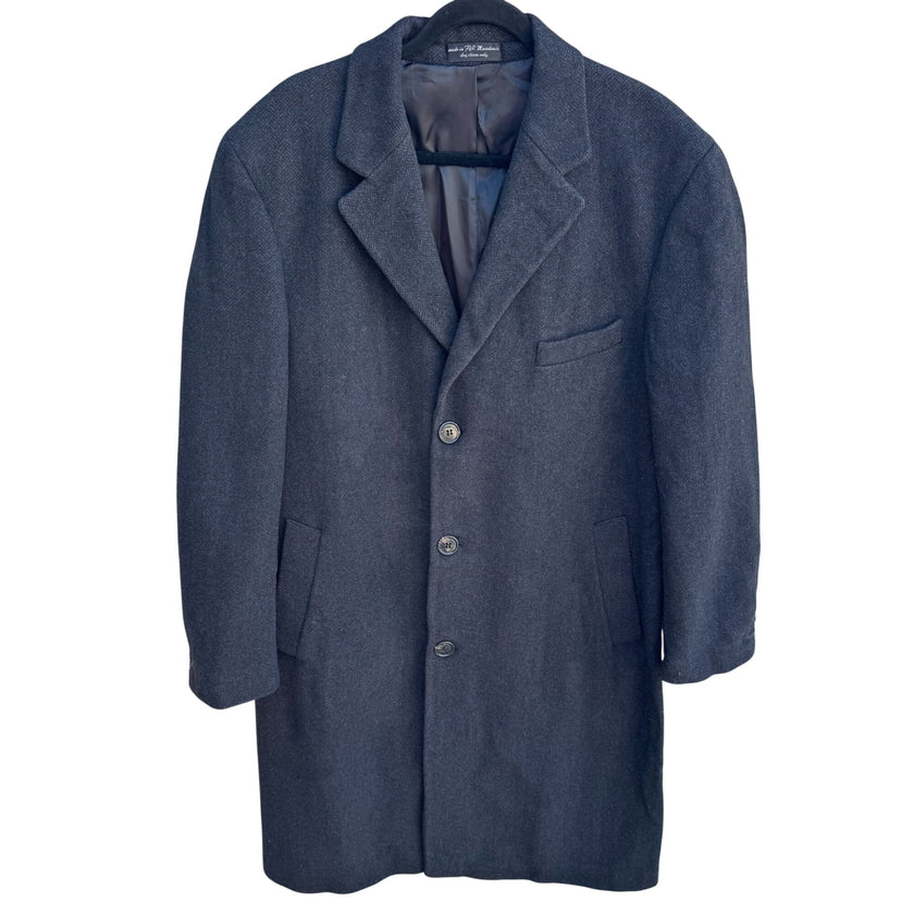 Lauren Ralph Lauren Mens Charcoal Overcoat Wool Cashmere Blend Woven In Italy XL