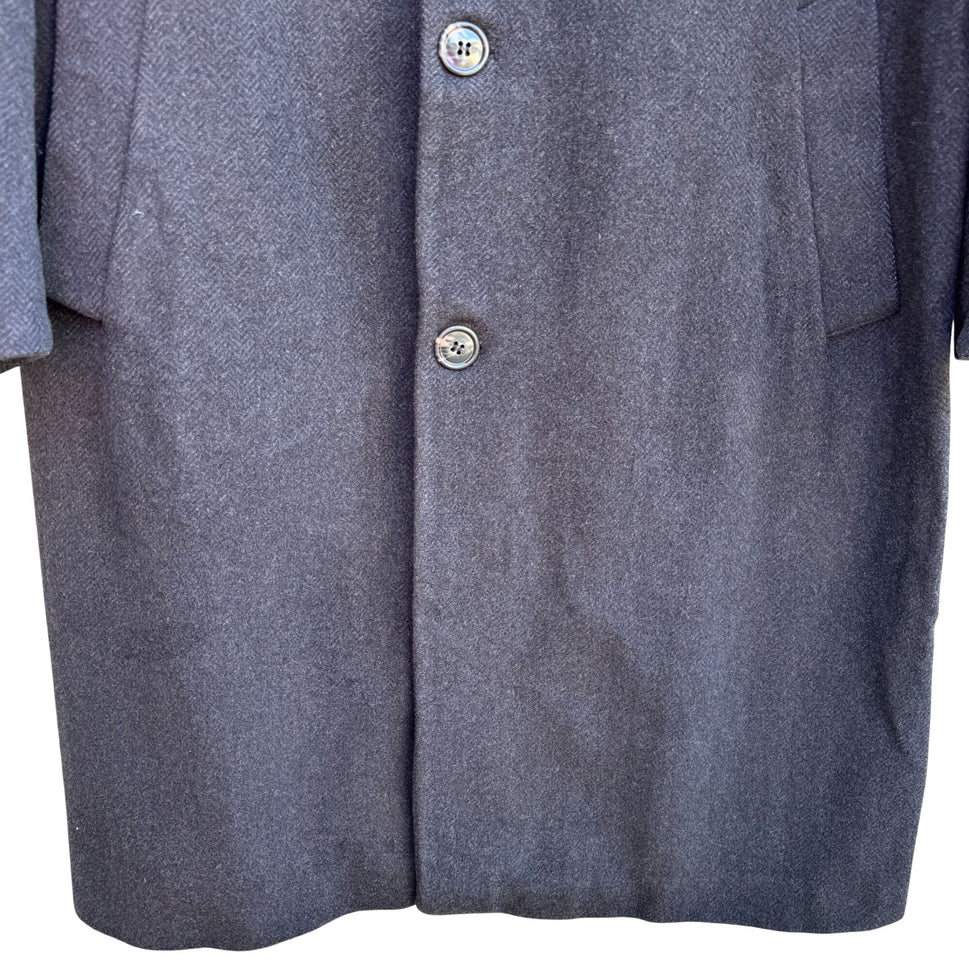 Lauren Ralph Lauren Mens Charcoal Overcoat Wool Cashmere Blend Woven In Italy XL