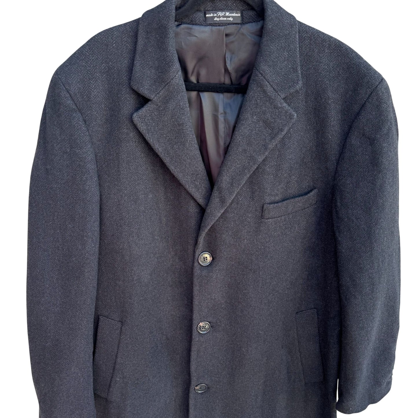 Lauren Ralph Lauren Mens Charcoal Overcoat Wool Cashmere Blend Woven In Italy XL