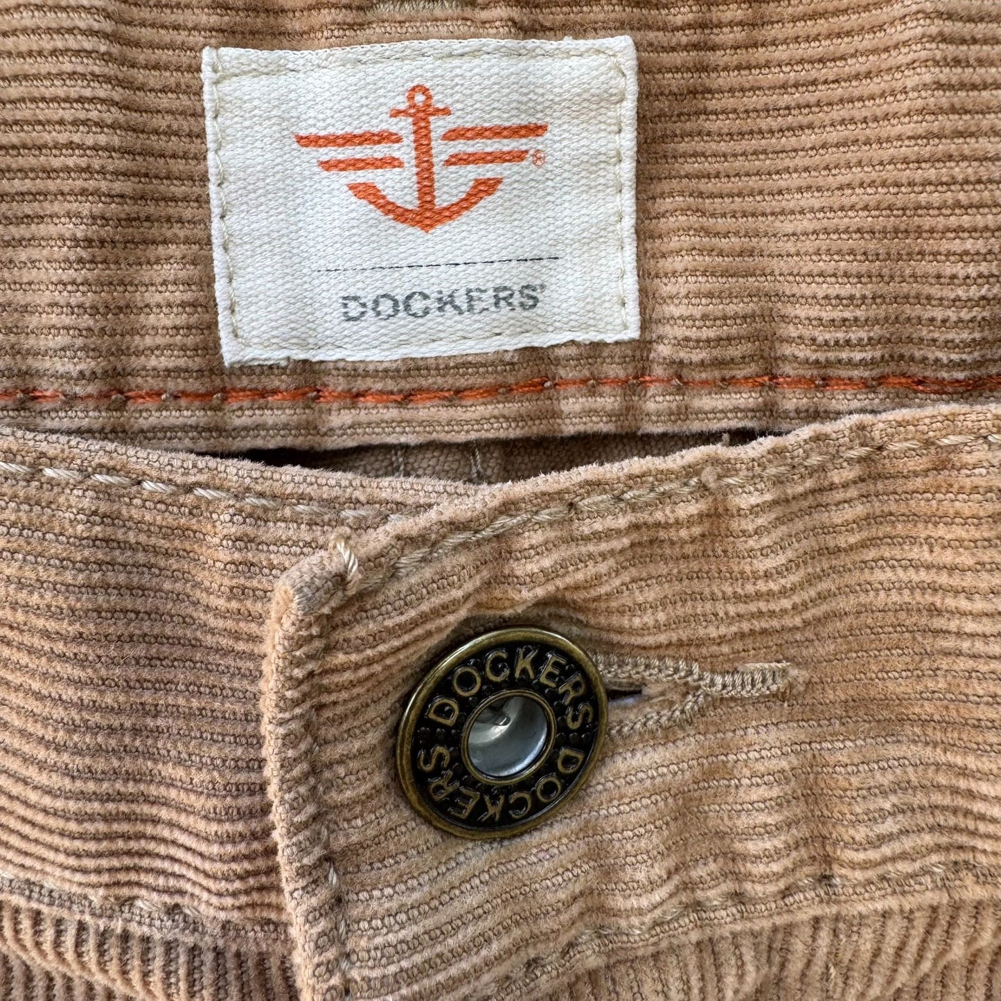 Dockers Mens Y2K Straight Fit Beige Stretch Rugged Outdoor Corduroy Pants 32x29