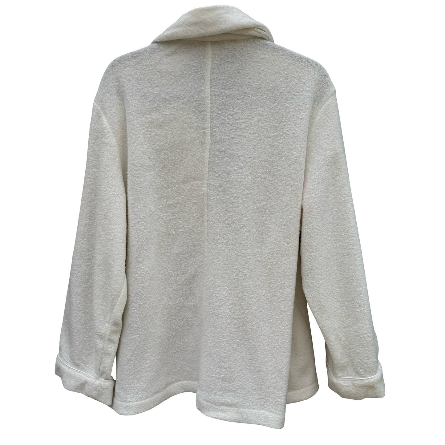 Stephanie Seymour Cream Fleece Spa Robe Womens Medium NWT Shawl Collar Pockets