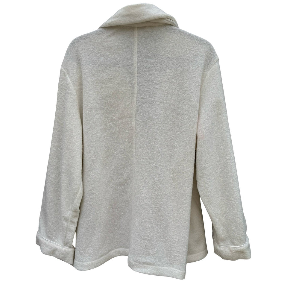 Stephanie Seymour Cream Fleece Spa Robe Womens Medium NWT Shawl Collar Pockets
