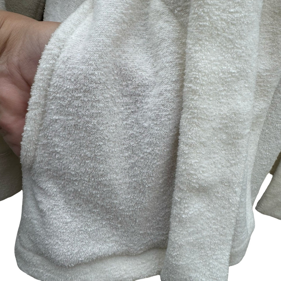 Stephanie Seymour Cream Fleece Spa Robe Womens Medium NWT Shawl Collar Pockets