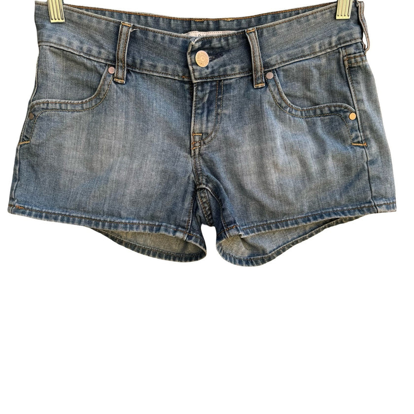 Old Navy Vintage Y2K Low Rise Denim Shorts Boho Festival Beachwear Blue Womens 2