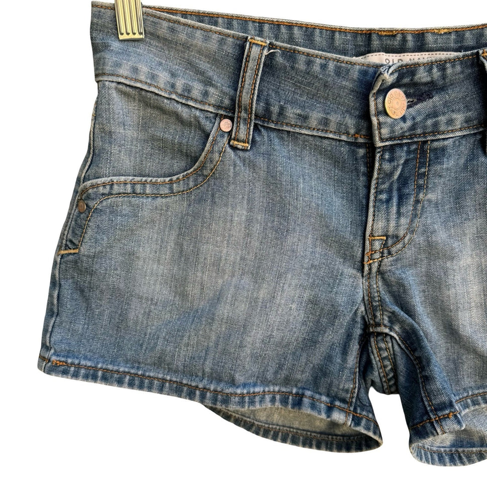 Old Navy Vintage Y2K Low Rise Denim Shorts Boho Festival Beachwear Blue Womens 2
