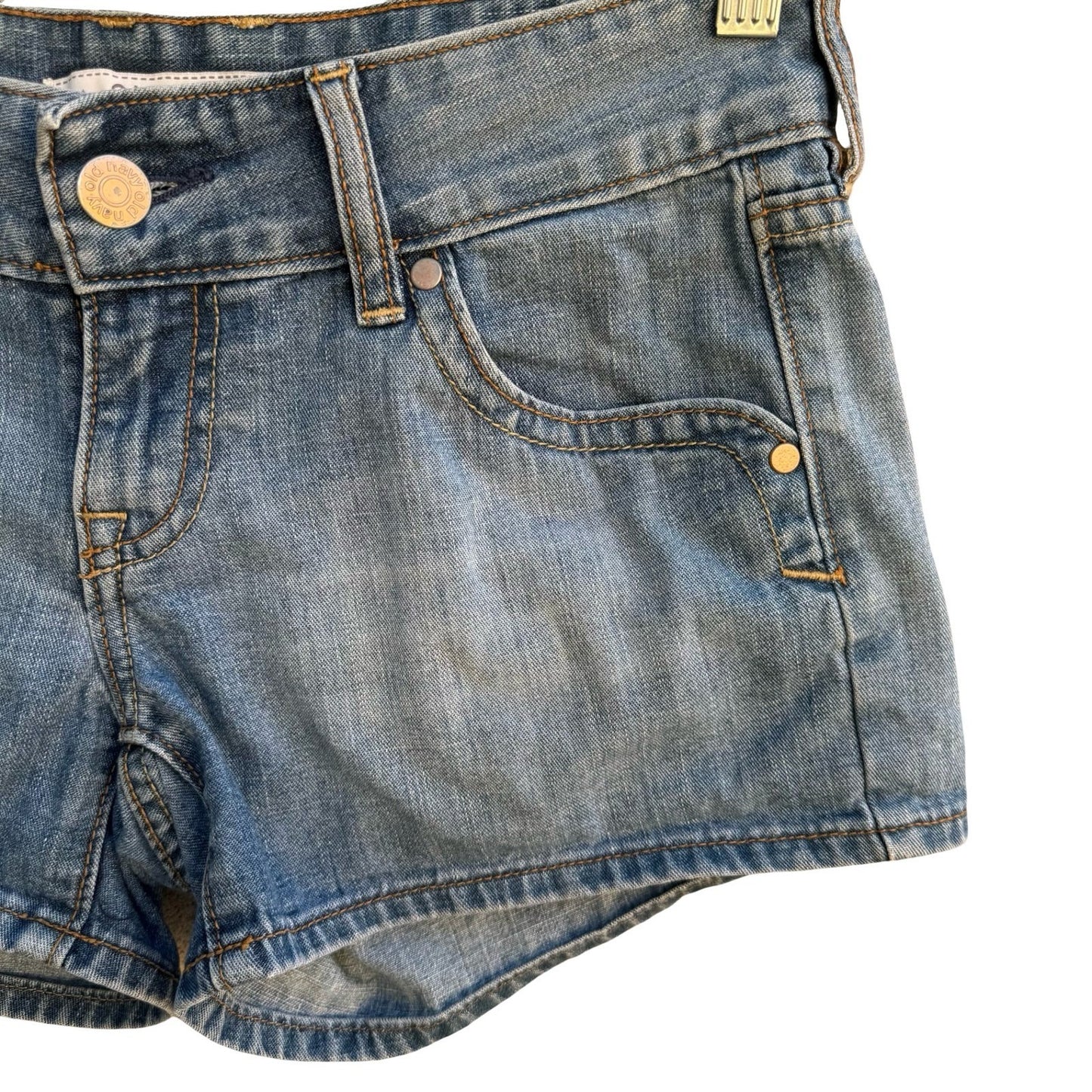 Old Navy Vintage Y2K Low Rise Denim Shorts Boho Festival Beachwear Blue Womens 2