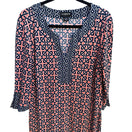 Switch Liz Claiborne Careerwear Mod Preppy Geometric 3/4 Sleeve Jersey Shift Dress L 3 image