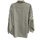 Switch Code:Vi Vintage Womens Oversized Green White Striped Button-Up Preppy Shirt 38 2 image