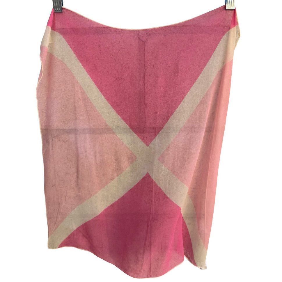 Vera Neumann Verasheer Vintage Scarf Pink Geometric Silk Rayon Hand Rolled Japan