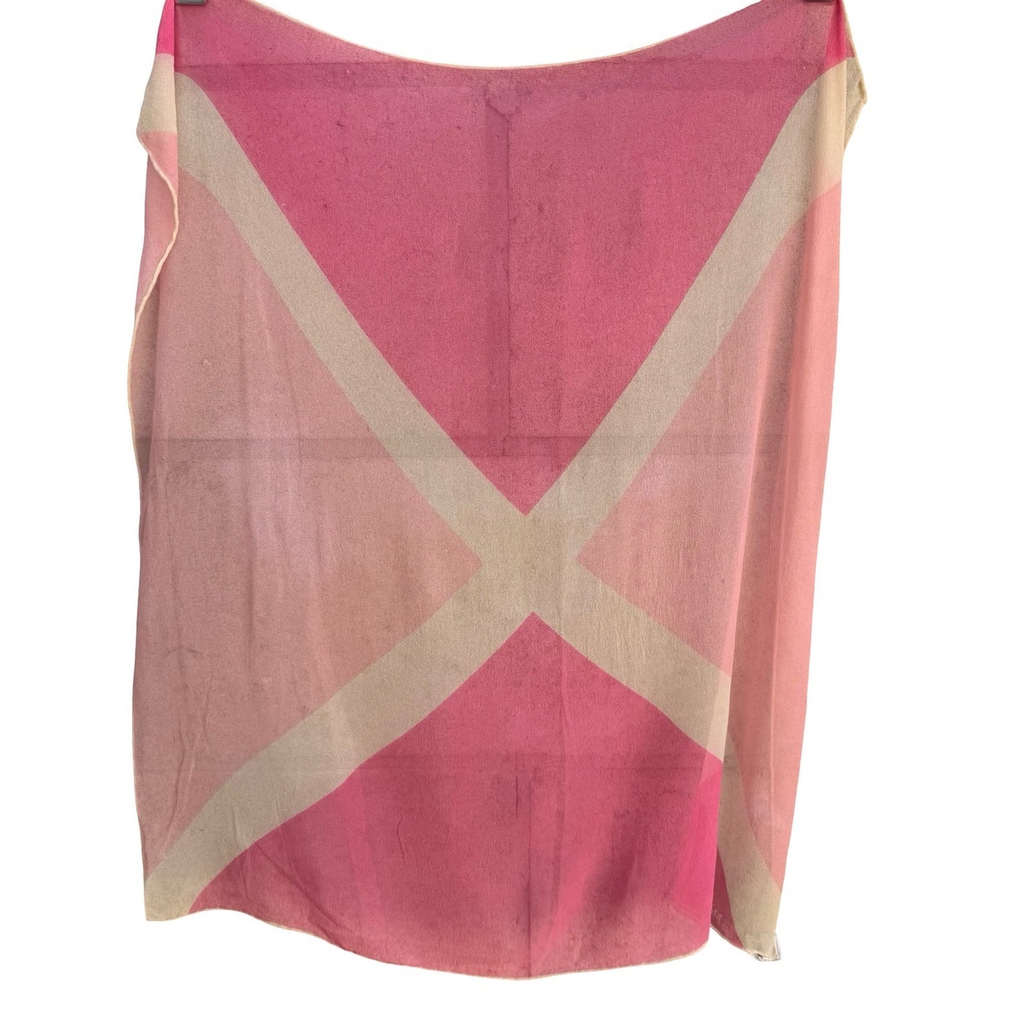 Vera Neumann Verasheer Vintage Scarf Pink Geometric Silk Rayon Hand Rolled Japan
