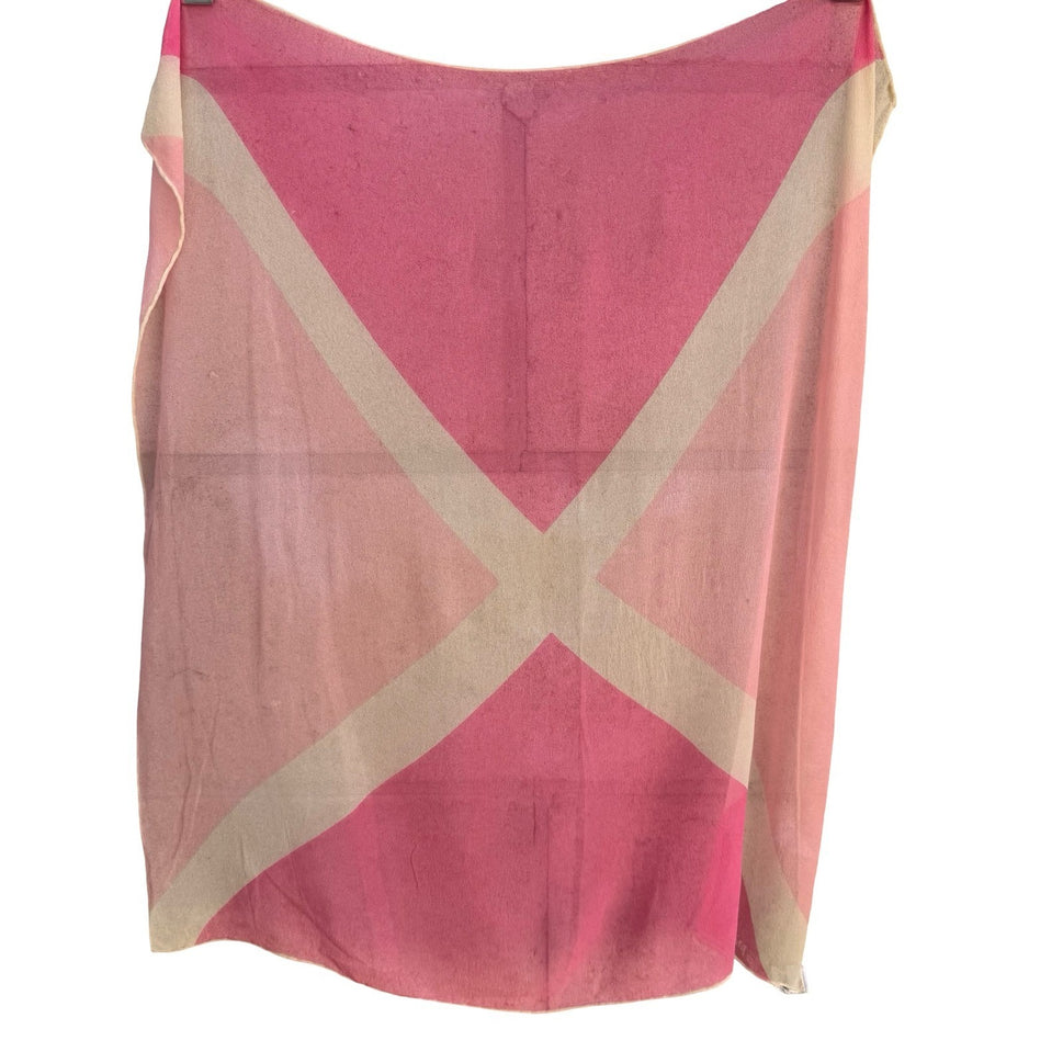 Vera Neumann Verasheer Vintage Scarf Pink Geometric Silk Rayon Hand Rolled Japan