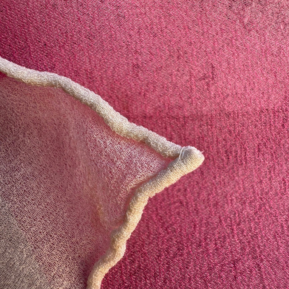 Vera Neumann Verasheer Vintage Scarf Pink Geometric Silk Rayon Hand Rolled Japan