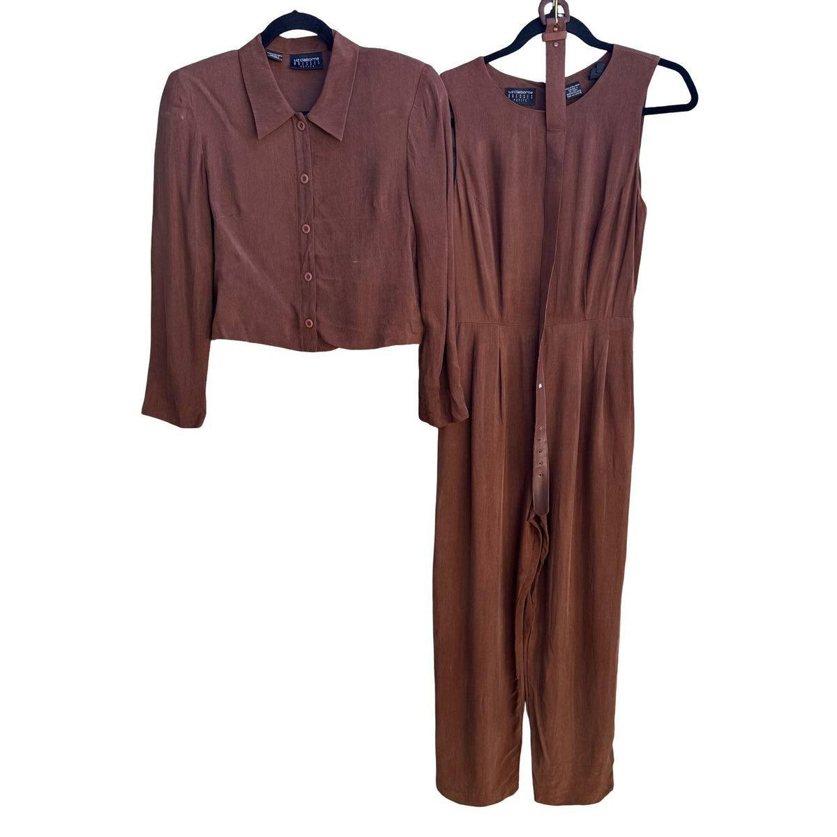 Liz Claiborne Vintage 90s Dark Academia Power Suit Minimalist Jacket Jumpsuit 6P
